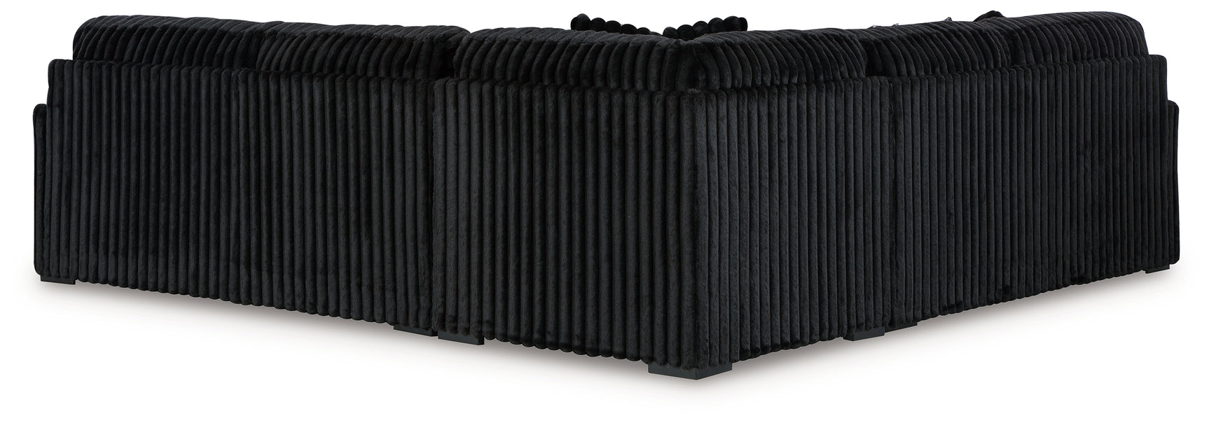 Detail view of velvet upholstery on Midnight-Madness sectional sofa