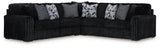 Side view of Midnight-Madness Onyx Velvet 3-Piece Sectional sectional sofa