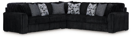 Side view of Midnight-Madness Onyx Velvet 3-Piece Sectional sectional sofa