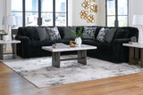 Living room view of Midnight-Madness Onyx Velvet 3-Piece Sectional sofa