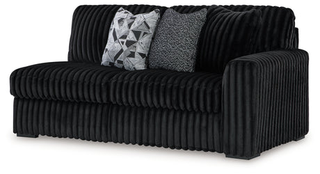 Front head-on view of sectional sofa