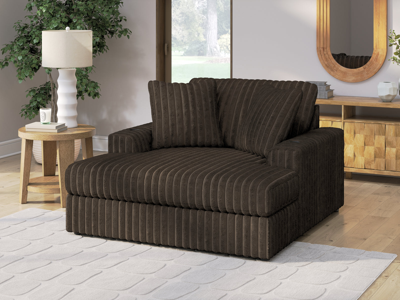 Midnight-Madness Chocolate Velvet Oversized Chaise