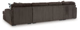 Side view of Midnight Madness Chocolate Velvet 3-Piece Sectional Sofa with Chaise
