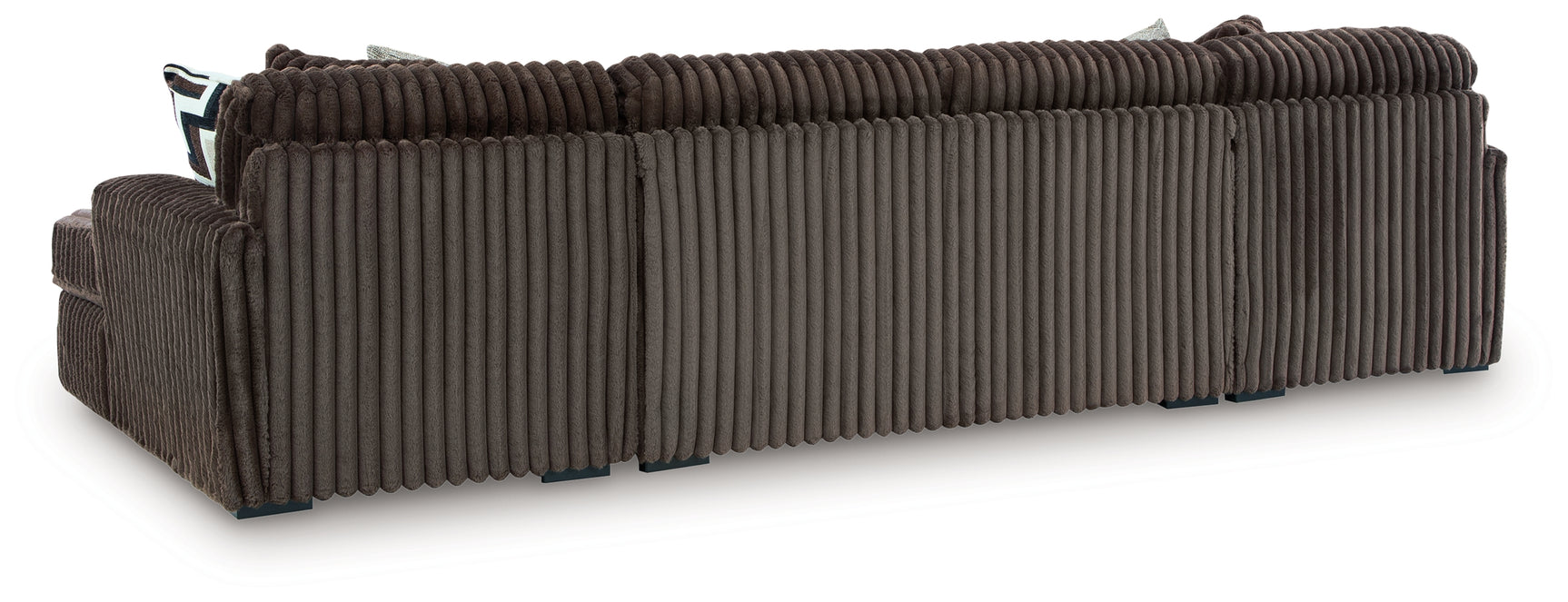 Side view of Midnight Madness Chocolate Velvet 3-Piece Sectional Sofa with Chaise