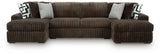 Front view of Midnight Madness Chocolate Velvet 3-Piece Sectional Sofa with Chaise
