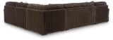 Detail view of Midnight-Madness Chocolate Velvet 4-Piece Sectional Sofa with Chaise