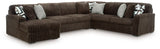 Side view of Midnight-Madness Chocolate Velvet 4-Piece Sectional Sofa with Chaise