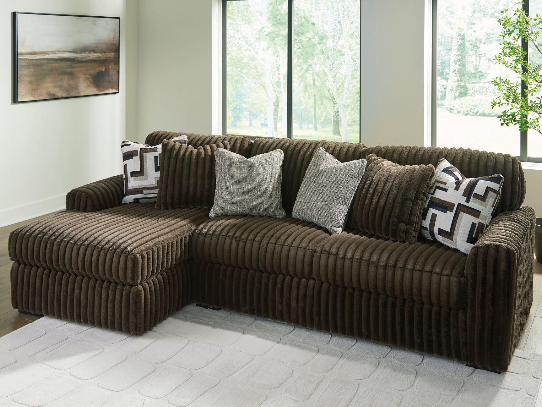 Alternate front angle of Midnight-Madness Chocolate Velvet Sectional Sofa