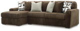 Side view of Midnight-Madness Chocolate Velvet Sectional Sofa with Chaise