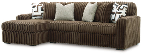 Side view of Midnight-Madness Chocolate Velvet Sectional Sofa with Chaise