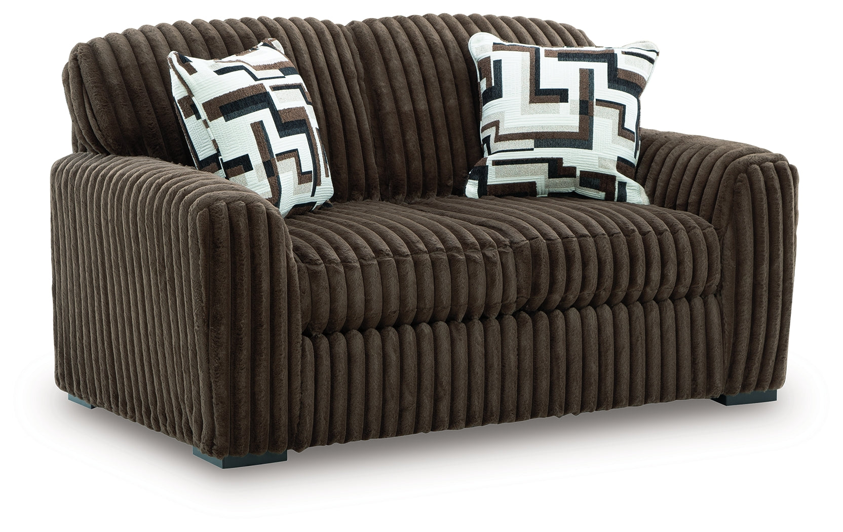 Midnight-Madness Chocolate Loveseat front view