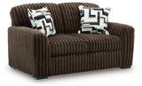 angled view of Midnight Madness Chocolate Sofa and Loveseat furniture