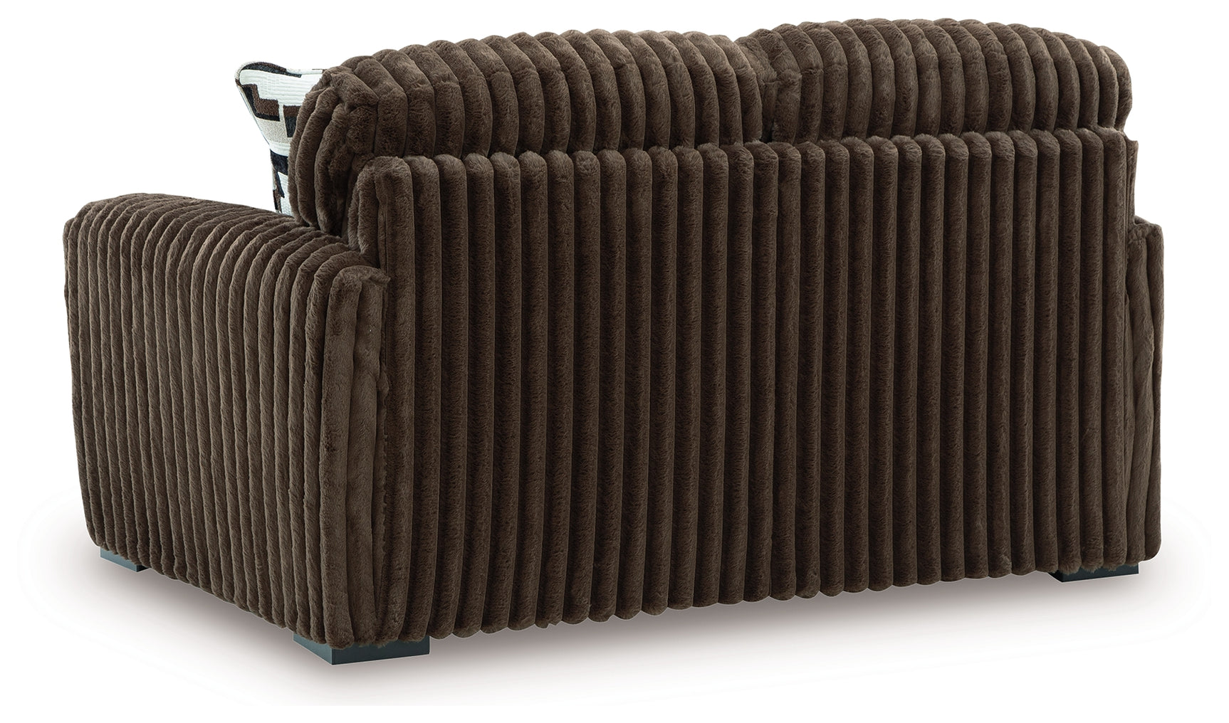 back view of Midnight Madness Chocolate Sofa and Loveseat furniture