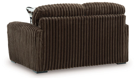 back view of Midnight Madness Chocolate Sofa and Loveseat furniture