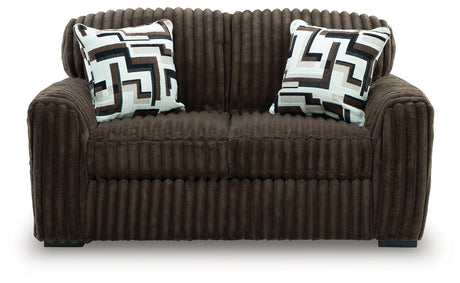 Midnight-Madness Chocolate Loveseat back view
