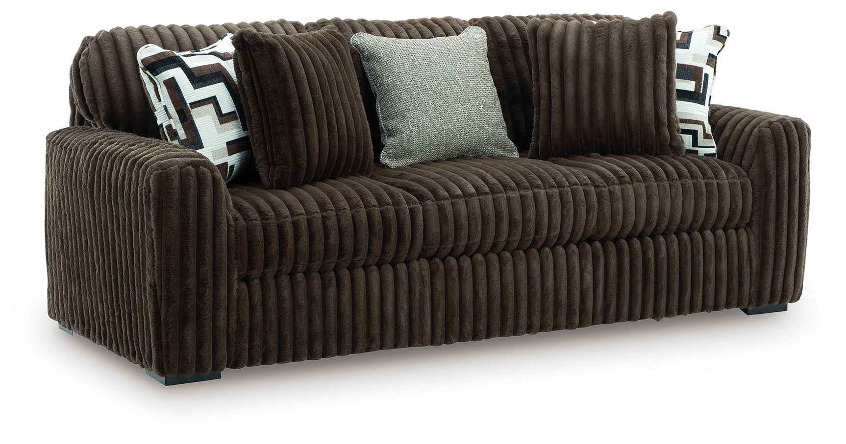 Midnight-Madness Chocolate Sofa side angle view