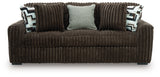 Close-up detail of Midnight-Madness Chocolate Sofa upholstery and finish