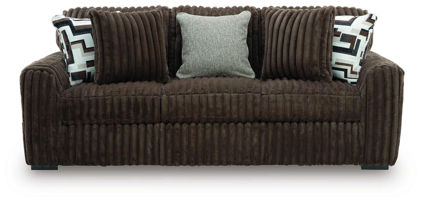 Close-up detail of Midnight-Madness Chocolate Sofa upholstery and finish