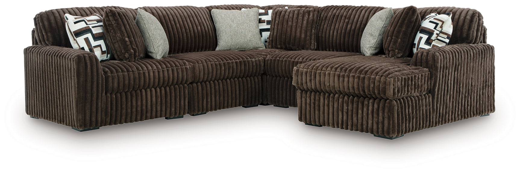 Close-up detail of Midnight-Madness Chocolate 5-Piece Sectional Sofa upholstery