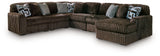 Side angle showing chaise on Midnight-Madness Chocolate Sectional
