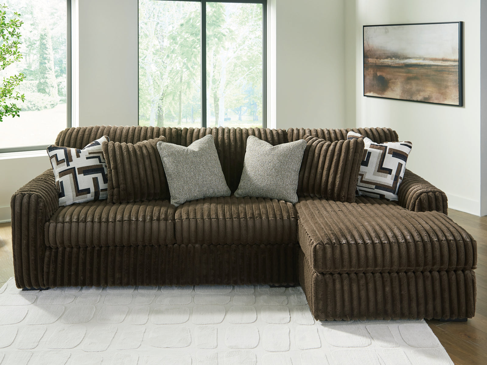 main view of Midnight-Madness Chocolate 2-Piece Sectional Sofa with Chaise sectional sofa