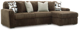 side view of Midnight-Madness Chocolate sectional sofa with chaise
