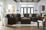 Room setting featuring Midnight Madness Chocolate Velvet sectional sofa