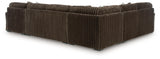 Back view of Midnight-Madness Chocolate Velvet 4-Piece Sectional Sofa with Chaise