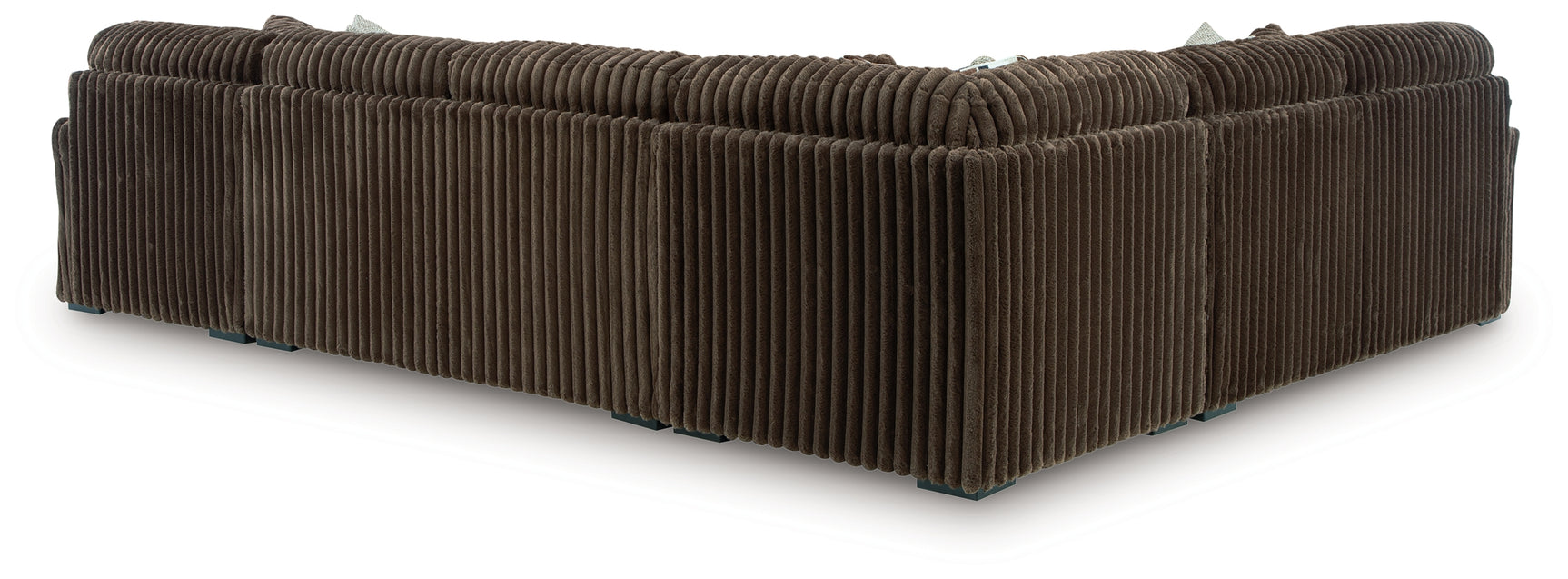 Back view of Midnight-Madness Chocolate Velvet 4-Piece Sectional Sofa with Chaise