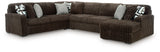 Room perspective of Midnight-Madness Chocolate Velvet 4-Piece Sectional Sofa with Chaise