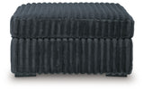 Midnight-Madness Gunmetal Velvet Oversized Accent Ottoman head-on front view