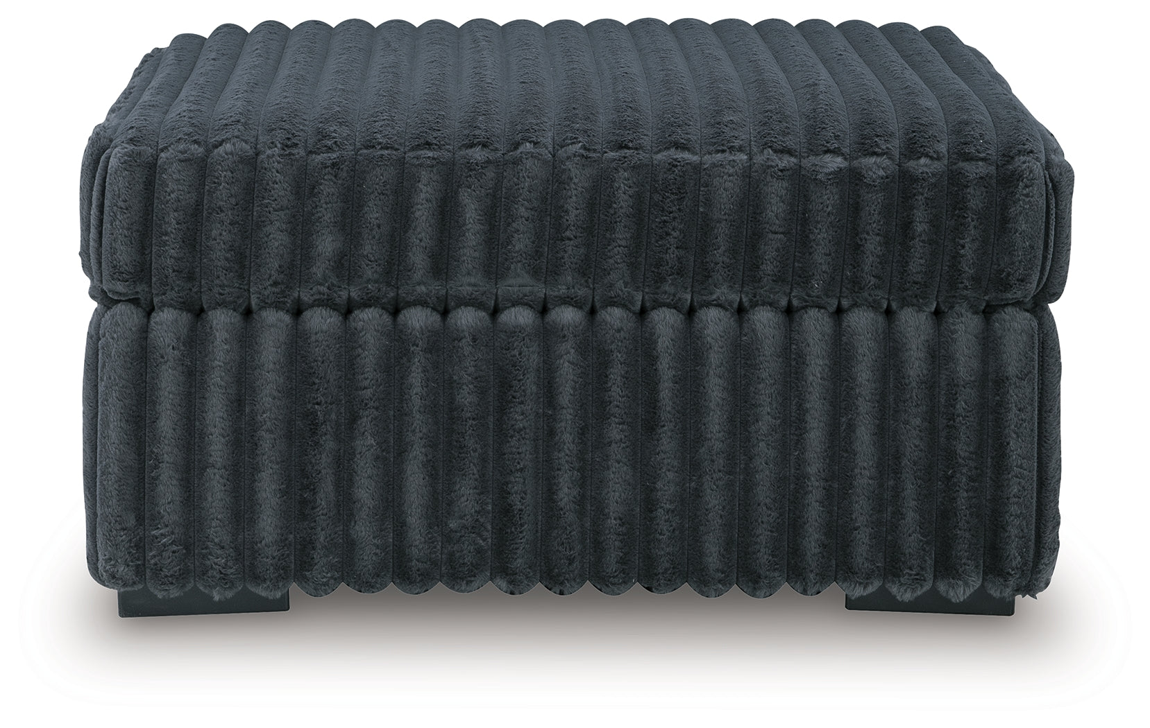 Midnight-Madness Gunmetal Velvet Oversized Accent Ottoman head-on front view