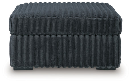 Midnight-Madness Gunmetal Velvet Oversized Accent Ottoman head-on front view