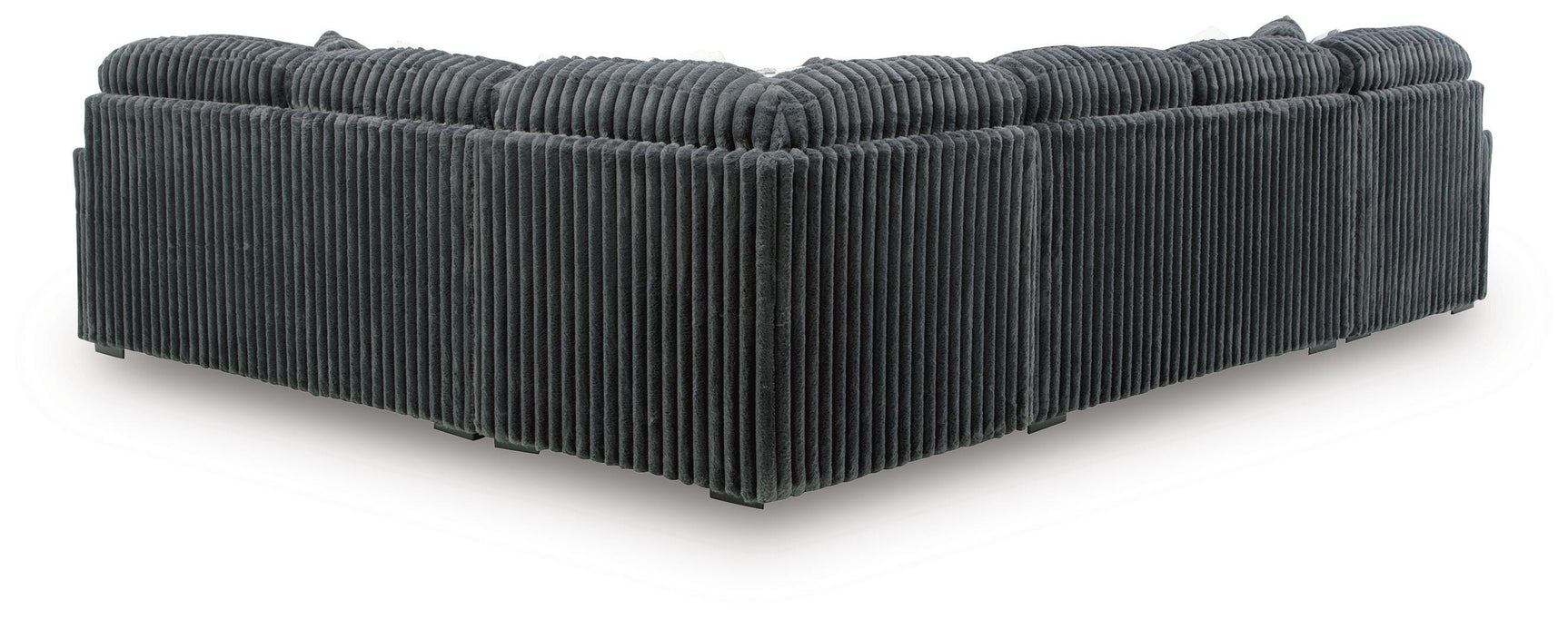 Detail view of Midnight-Madness Gunmetal 4-Piece Sectional sofa upholstery and frame