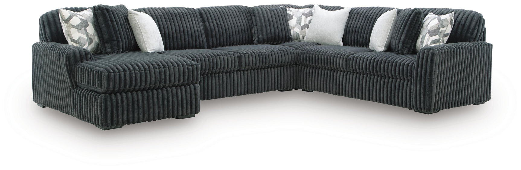 Side view of Midnight-Madness Gunmetal 4-Piece Sectional sofa with chaise