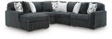 Side view of Midnight-Madness Gunmetal sectional sofa with chaise