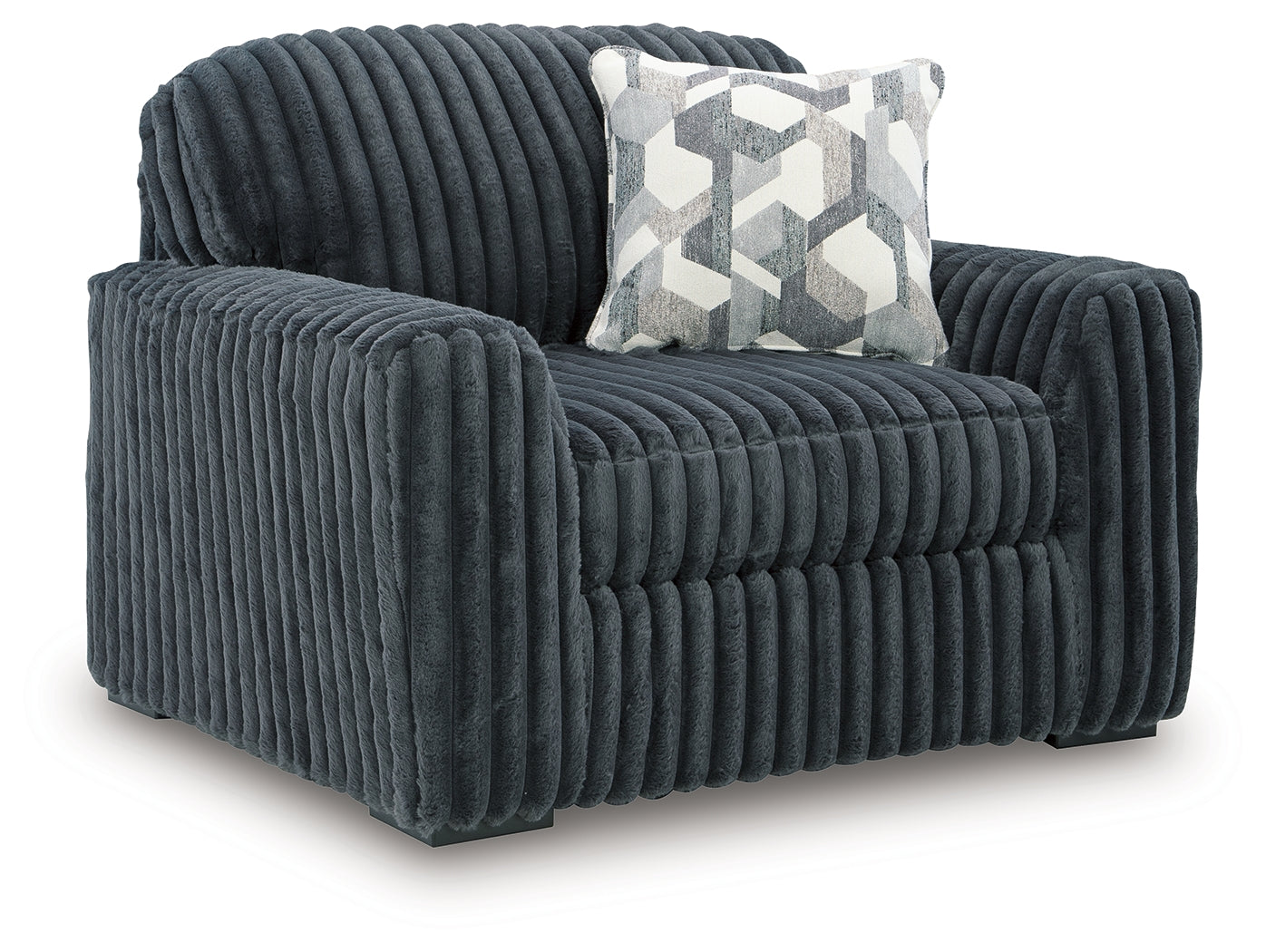 Midnight-Madness Gunmetal Velvet Oversized Chair head-on view