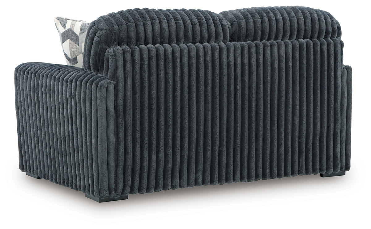 Back view detail of Midnight Madness Gunmetal Loveseat