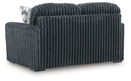 Back view of Midnight Madness Gunmetal Velvet Loveseat