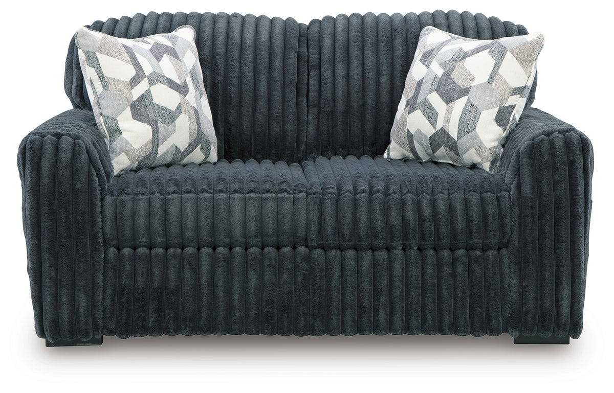 Front view of Midnight Madness Gunmetal Sofa and Loveseat