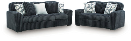 Detail of Midnight Madness Gunmetal Sofa arm and fabric