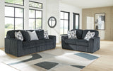 Side view of Midnight Madness Gunmetal Sofa and Loveseat