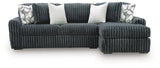 Side view of sectional sofa chaise in gunmetal