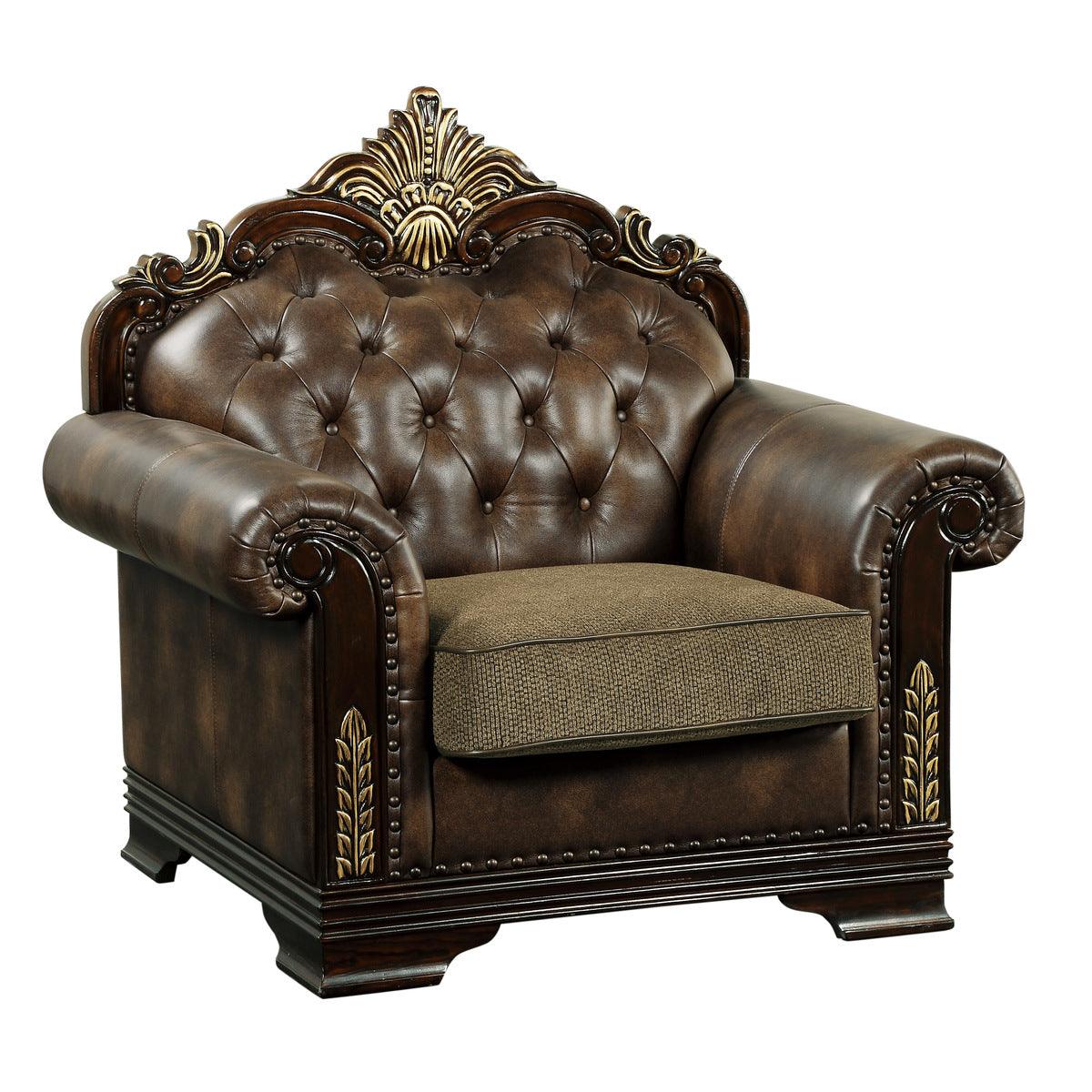 Croydon chair side angle showing upholstery and wood frame