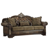 Side view of Croydon brown tufted sofa