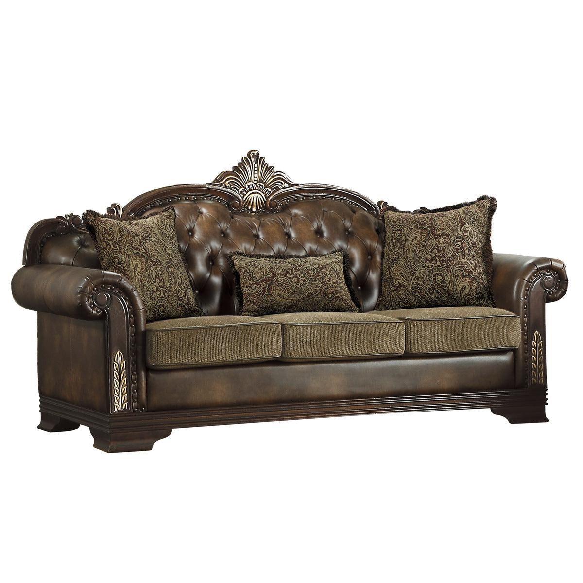 Side view of Croydon brown tufted sofa
