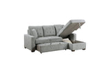 Side perspective of Waitsfield Grey Velvet Sectional Sofa