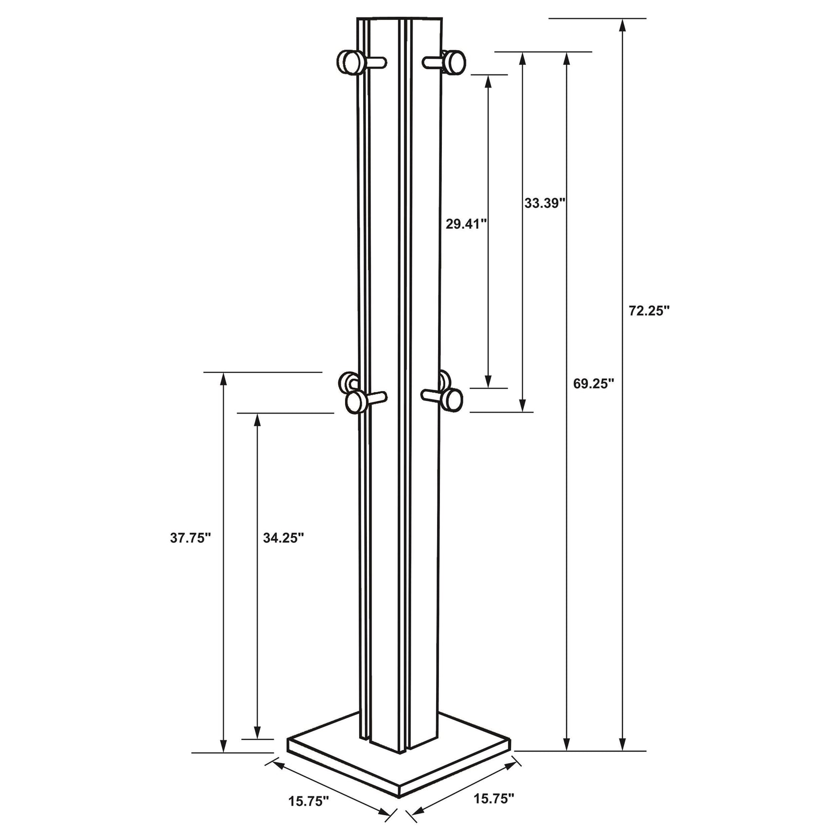 Top detail of Rikkie Walnut coat rack with mirror and hooks