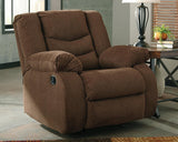 Tulen Gray Chenille Recliner - front angle view