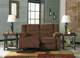 Tulen Gray Chenille Reclining Loveseat - Ella Furniture